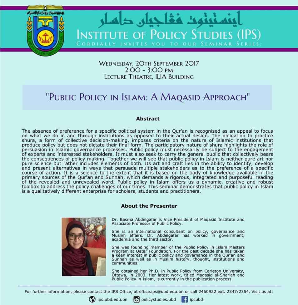 Public Policy in Islam: A Maqasid Approach