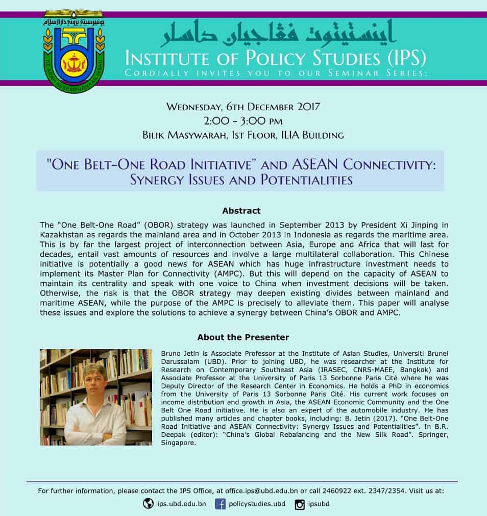 One Belt-One Road Initiative and ASEAN Connectivity: Synergy Issues and Potentialities